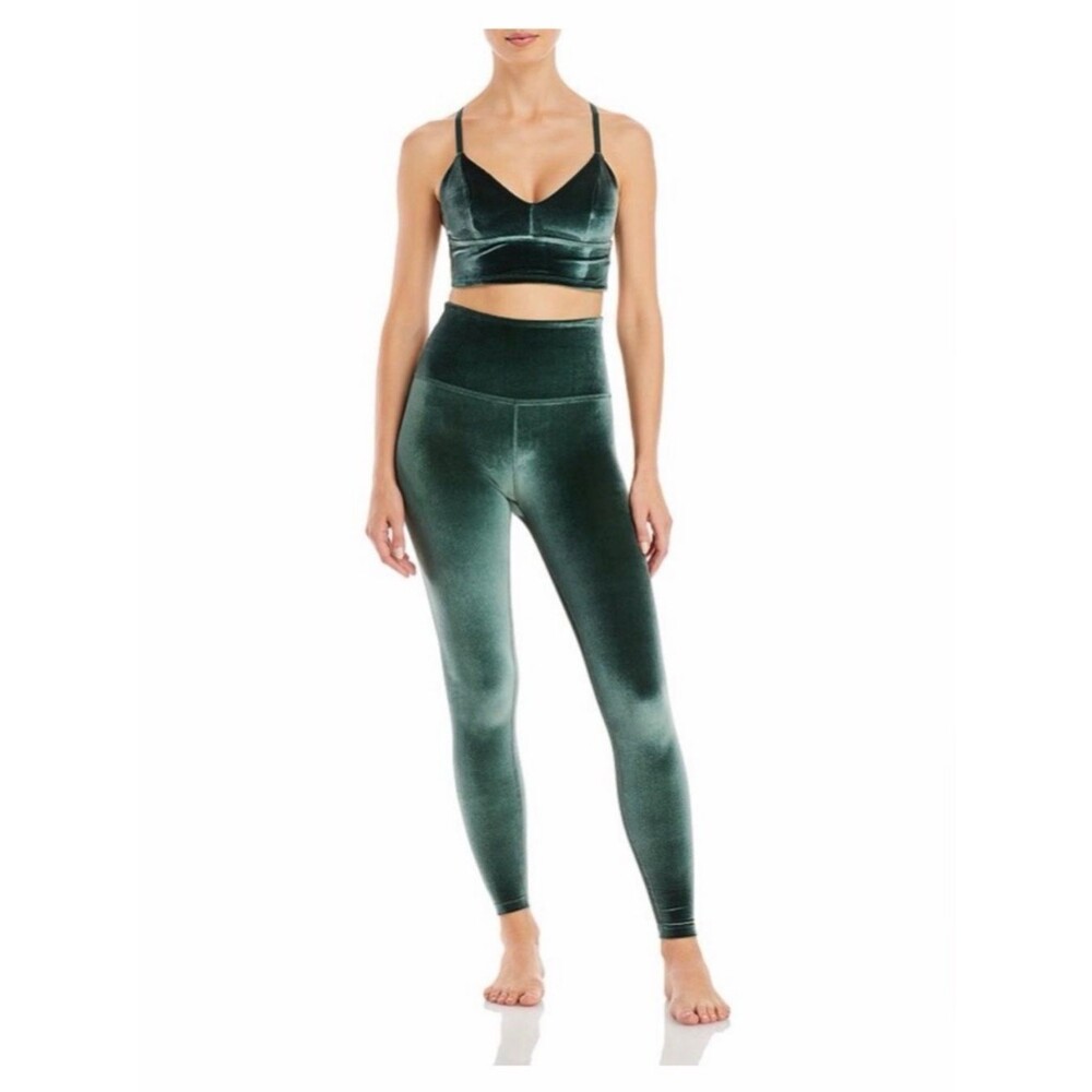 NEW Beyond Yoga Emerald Green Velvet VIP High Rise Leggings Large NWT
